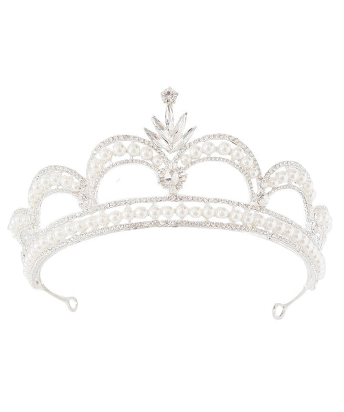 Stylish Silk Silvering Zircon Pearl Girl Crown IU053 TZ-FQ-HAI240802