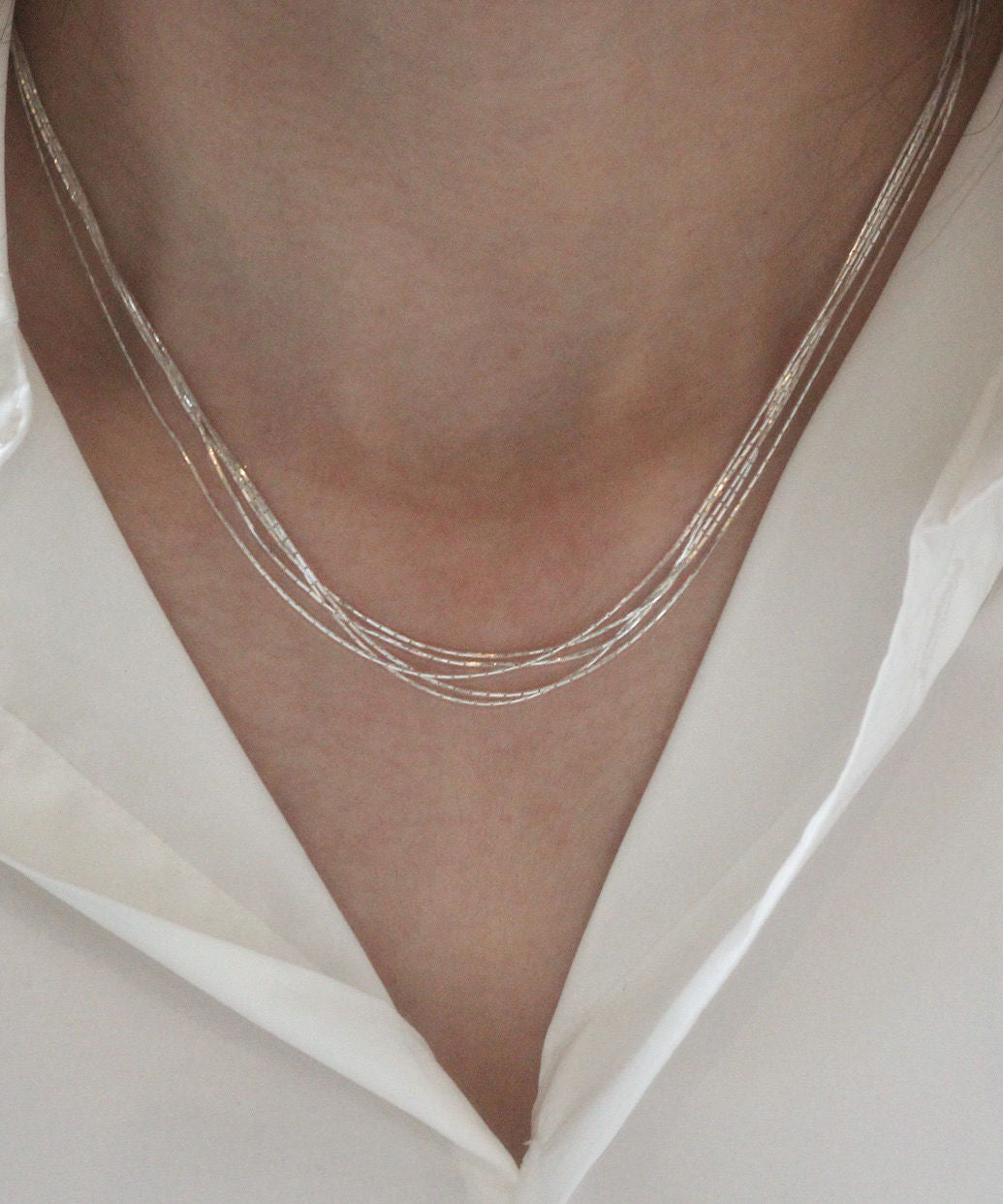 Stylish Silk Stainless Steel Layered Necklace PO051 JEW-NLC240729