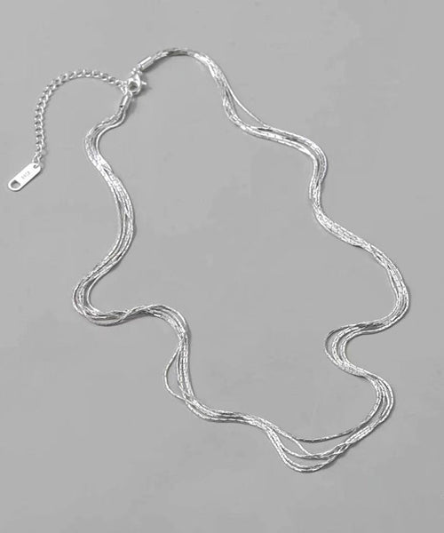Stylish Silk Stainless Steel Layered Necklace PO051 JEW-NLC240729