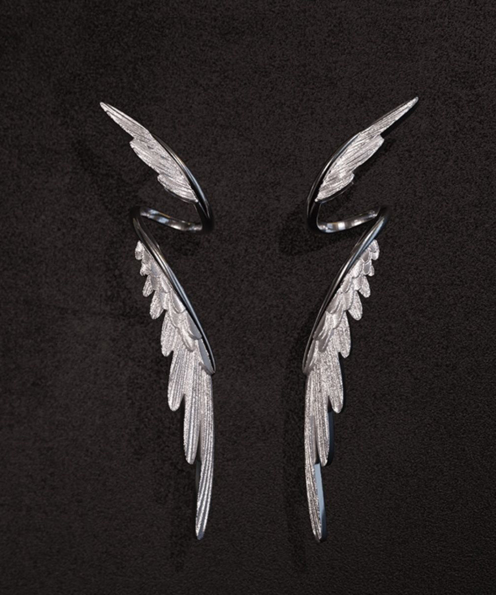 Stylish Silk Sterling Silver Wing Drop Earrings GH1035 Ada Fashion