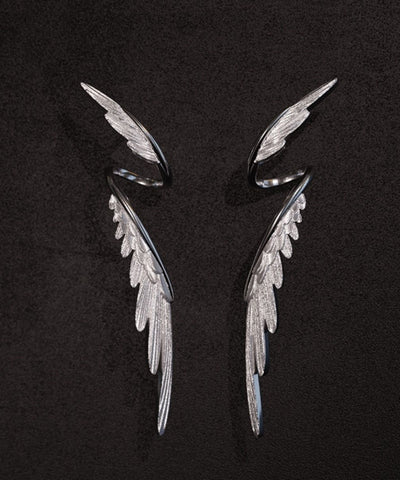 Stylish Silk Sterling Silver Wing Drop Earrings GH1035 Ada Fashion
