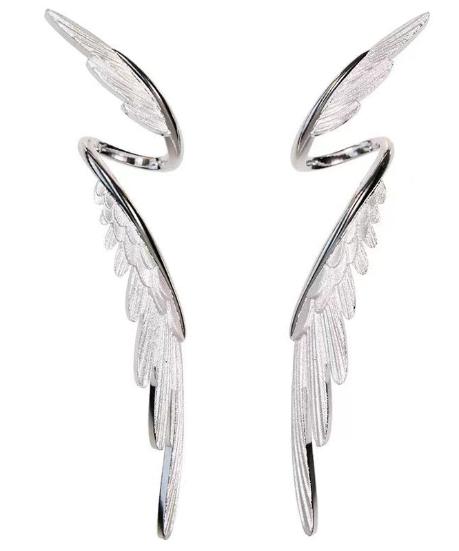 Stylish Silk Sterling Silver Wing Drop Earrings GH1035 Ada Fashion