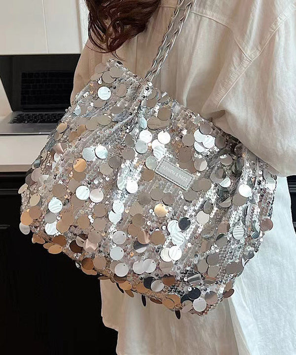 Stylish Silver Sequins Large Capacity Satchel Handbag QF008 Bag-BGS241017