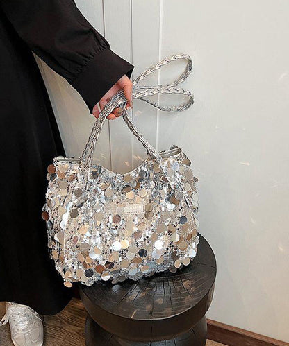 Stylish Silver Sequins Large Capacity Satchel Handbag QF008 Bag-BGS241017