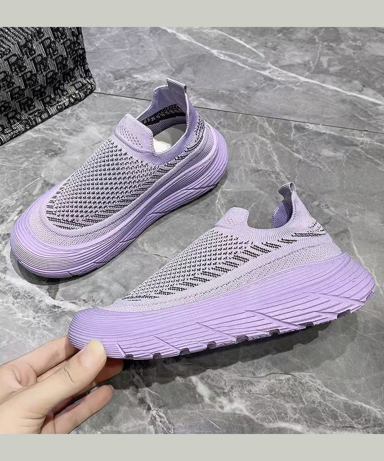 Stylish Splicing Platform Flat Feet Shoes Purple Breathable Mesh AG1030 shoe-CS240905