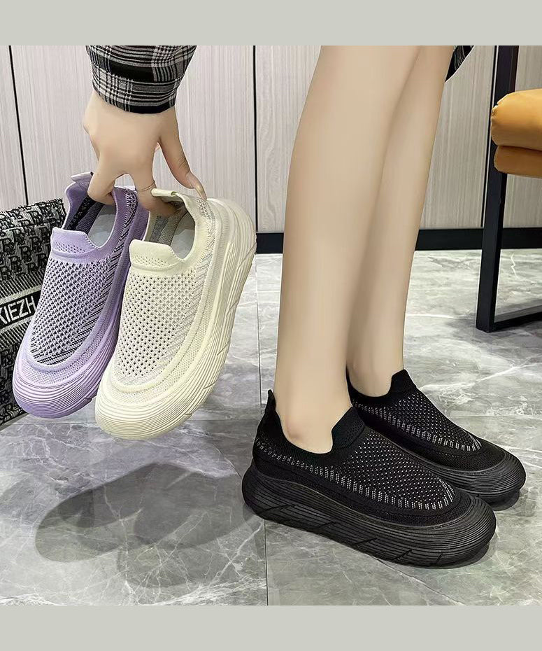 Stylish Splicing Platform Flat Feet Shoes Purple Breathable Mesh AG1030 shoe-CS240905