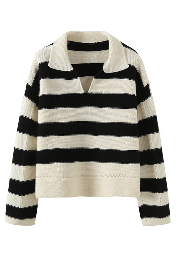 Stylish Striped Peter Pan Collar Hollow Out Knit Men Sweaters Fall QF036 MENSW241016