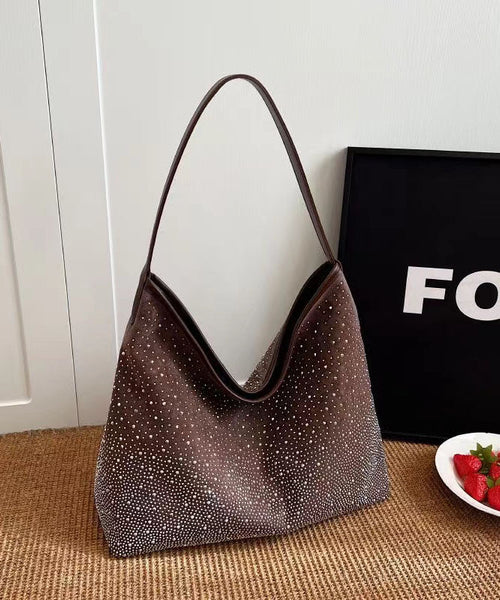 Stylish Versatile Brown Zircon Large Capacity Satchel Bag Handbag GG071 Bag-BGS240606