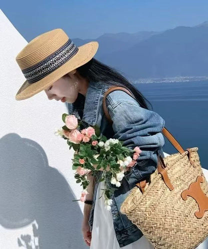 Khaki Straw Cloche Stylish Hat Versatile Woven FashionChic