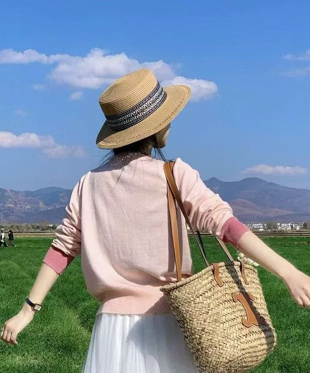 Khaki Straw Cloche Stylish Hat Versatile Woven FashionChic
