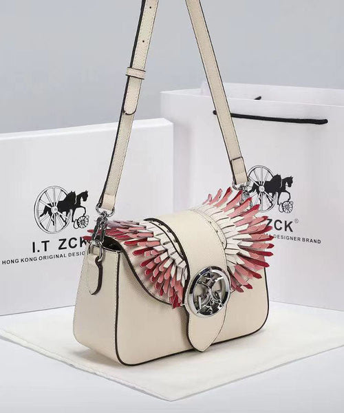 Stylish Versatile White Calf Leather Satchel Bag Handbag GG087 Bag-BGS240606