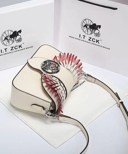 Stylish Versatile White Calf Leather Satchel Bag Handbag GG087 Bag-BGS240606