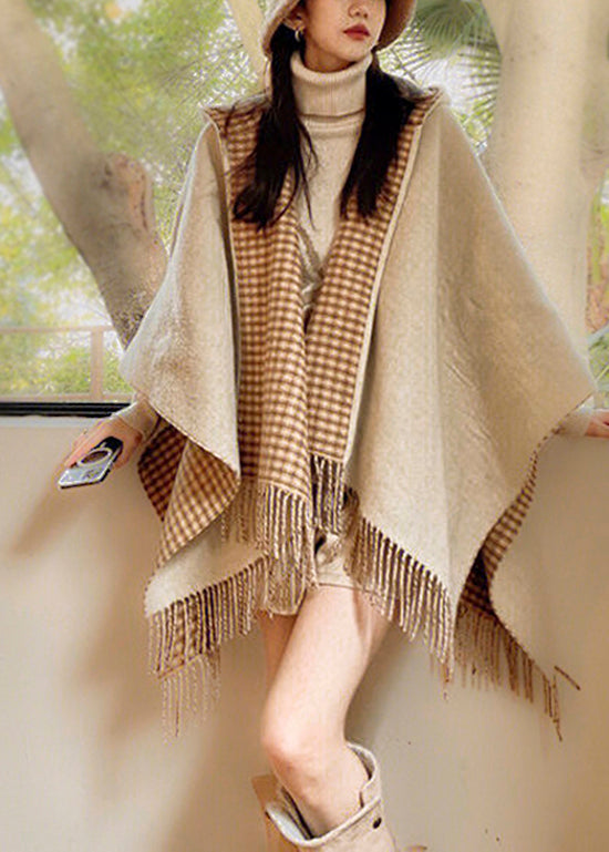 Stylish Wear On Both Sides Plaid Tassel Cashmere Shawl WO040 HS-SCF241109