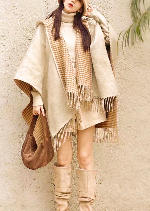 Stylish Wear On Both Sides Plaid Tassel Cashmere Shawl WO040 HS-SCF241109