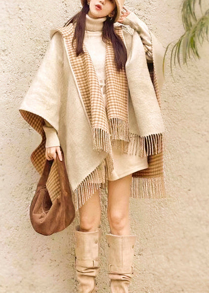 Stylish Wear On Both Sides Plaid Tassel Cashmere Shawl WO040 HS-SCF241109