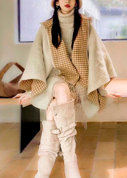 Stylish Wear On Both Sides Plaid Tassel Cashmere Shawl WO040 HS-SCF241109
