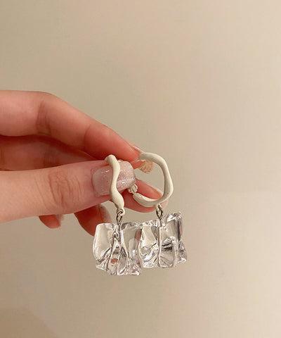 Stylish White Acrylic Alloy Asymmetrical Stone Drop Earrings YZ004 ABC