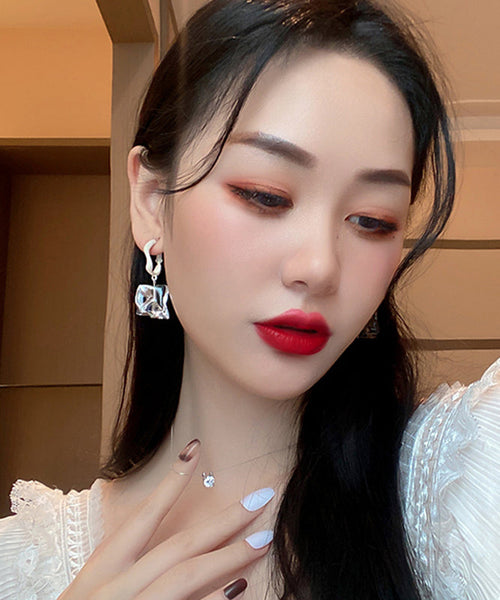 Stylish White Acrylic Alloy Asymmetrical Stone Drop Earrings YZ004 ABC