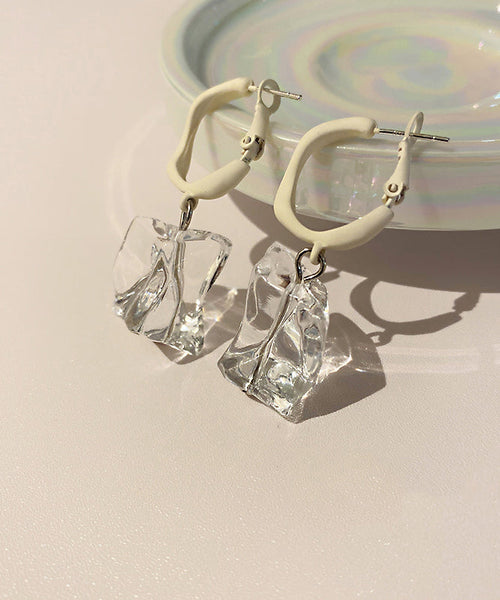 Stylish White Acrylic Alloy Asymmetrical Stone Drop Earrings YZ004 ABC