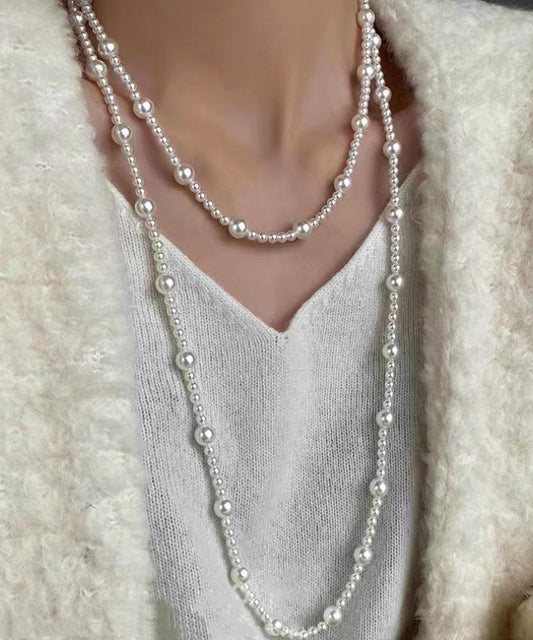 Stylish White Alloy Pearl Beading Gratuated Bead Necklace YD010 ABC