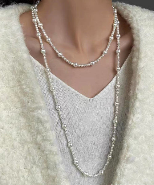 Stylish White Alloy Pearl Beading Gratuated Bead Necklace YD010 ABC