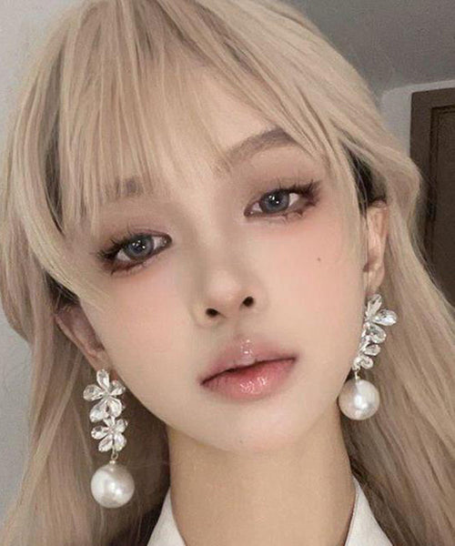 White Zircon Copper Floral Drop Earrings Pearl Overgild Stylish FashionChic