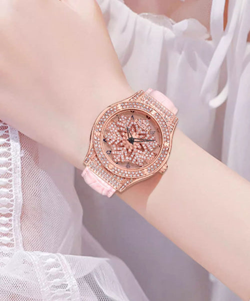 Waterproof Stylish Quartz Leather Zircon Watches Movement White FashionChic