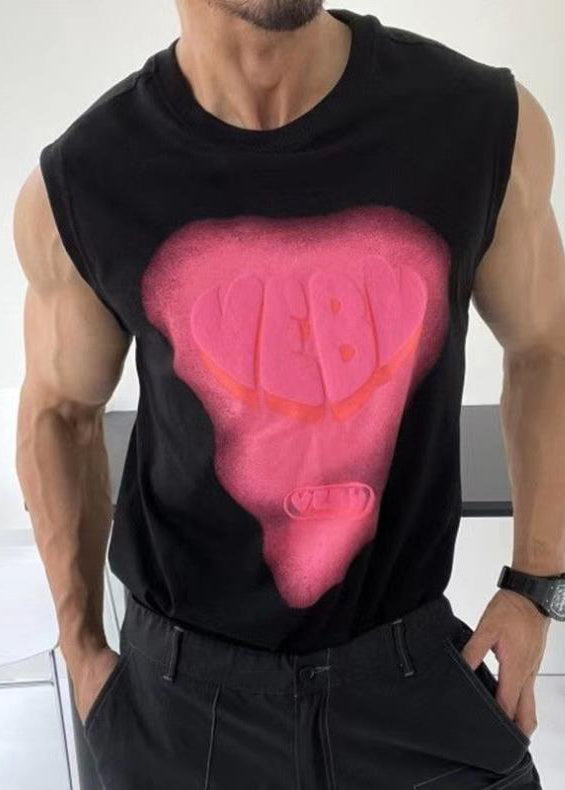 Tank White Men Cotton O Neck Stylish Print Love Summer FashionChic