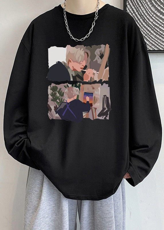 Stylish O Shirts T Neck Print White Spring Mens Cotton FashionChic