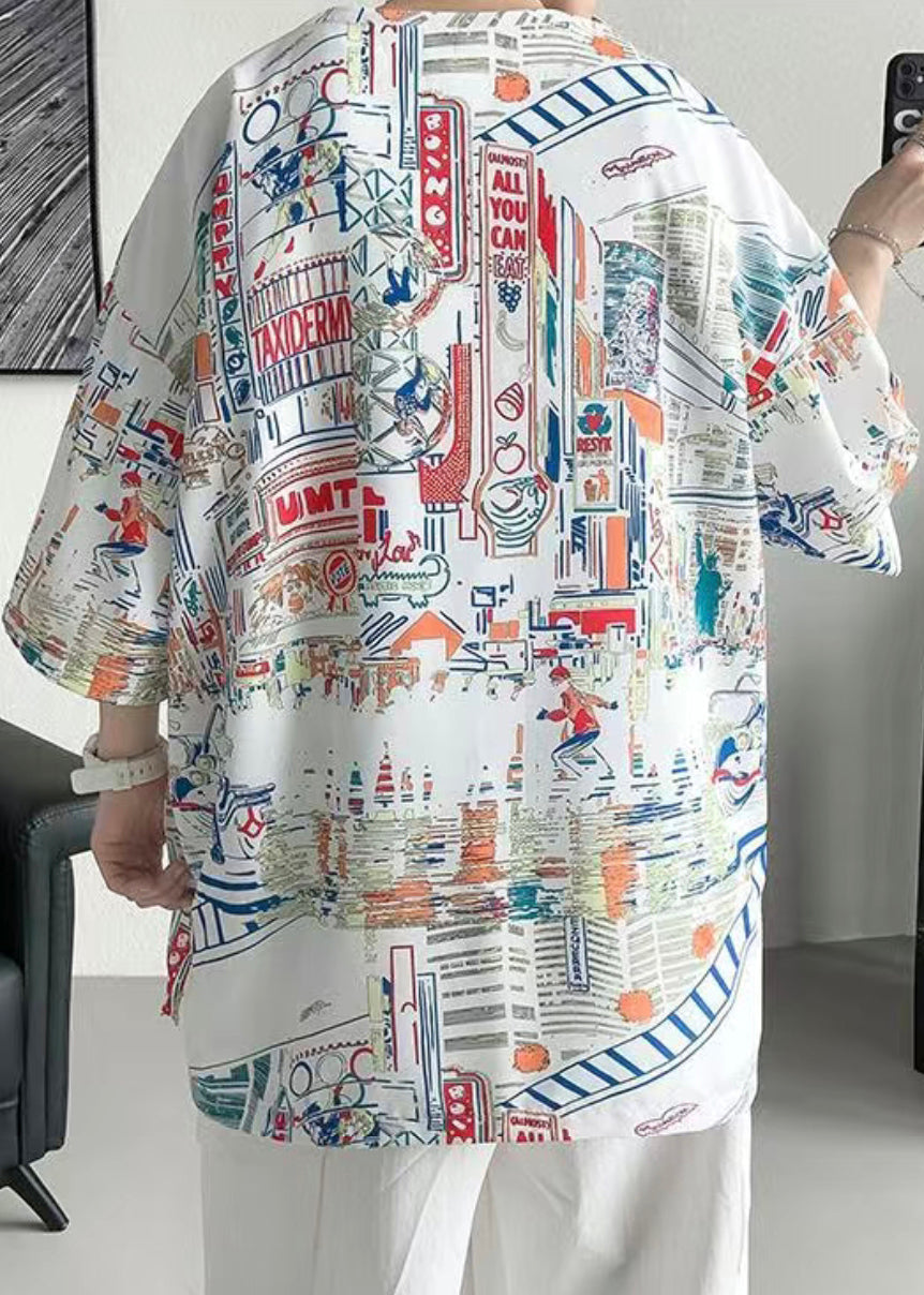 Print Shirts Design T Mens White Cotton Half Original Stylish FashionChic