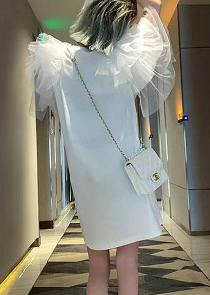 Stylish T Original Shirt Print Cotton Patchwork Design White FashionChic