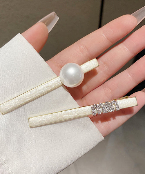 Zircon White Alloy Stylish Pearl Hairpin FashionChic