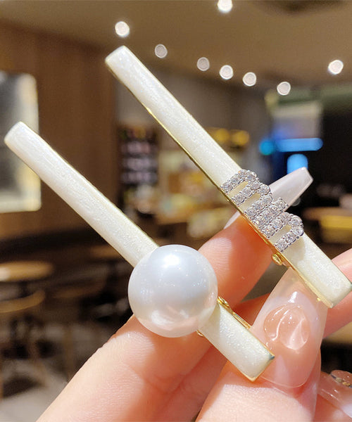 Zircon White Alloy Stylish Pearl Hairpin FashionChic