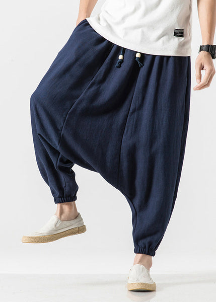 Stylish White Pockets Print Cotton Men Lantern Pants Summer SA057 Men-casual-MENCP240726