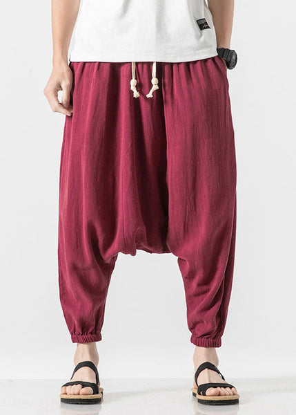 Stylish White Pockets Print Cotton Men Lantern Pants Summer SA057 Men-casual-MENCP240726