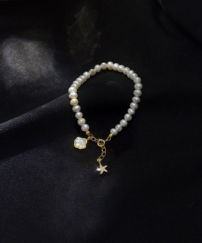 Stylish White Sterling Silver Alloy Zircon Pearl Shell Starfish Tassel Charm BraceletFine Silk Sterling Silver Broken Silver Gypsophila Necklace ET003 ABC