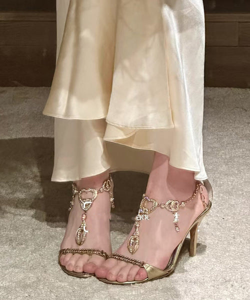 Stylish Zircon Stiletto Heels Green High Splicing Sheepskin FashionChic