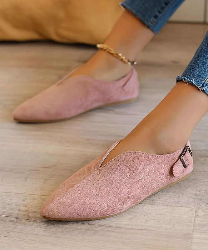 Suede Khaki Women Splicing Flat Shoes For Pointed Toe AP1033 shoe-PDX240905