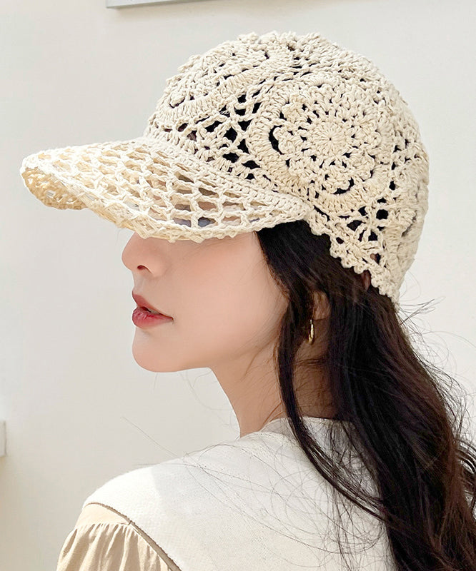 Summer Black Hooked Flower Thin Hollow Knitted Duck Tongue Hat II052 hat-HAT240825