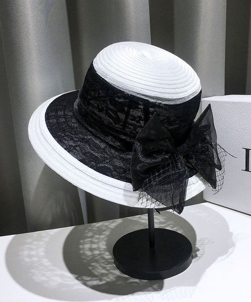 Summer Black Fashion Lace Bow Bucket Tulle Hat FashionChic