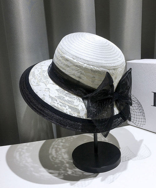 Summer Black Fashion Lace Bow Bucket Tulle Hat FashionChic