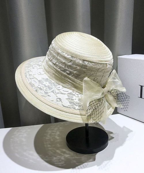 Summer Black Fashion Lace Bow Bucket Tulle Hat FashionChic