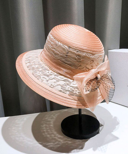 Summer Black Fashion Lace Bow Bucket Tulle Hat FashionChic