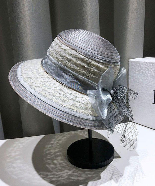 Summer Black Fashion Lace Bow Bucket Tulle Hat FashionChic