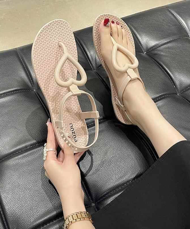 Summer Fashion Khaki Heart Shaped Flip Flops Sandals AG1023 shoe-CS240905