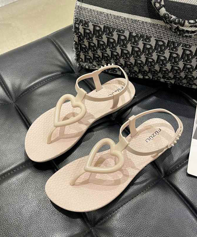 Summer Fashion Khaki Heart Shaped Flip Flops Sandals AG1023 shoe-CS240905