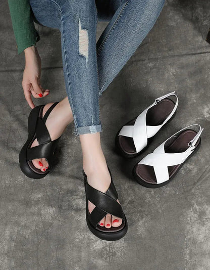 Summer Fish-Toe Cross Strap Wedge Sandals Ada Fashion