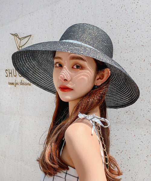 Summer French Stylish Black Beach Big Brim Sun Hat II045 hat-HAT240825