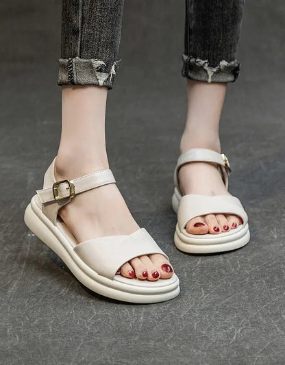 Summer Leather Flat Sandals Slingback Ada Fashion