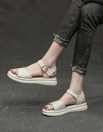 Summer Leather Flat Sandals Slingback Ada Fashion